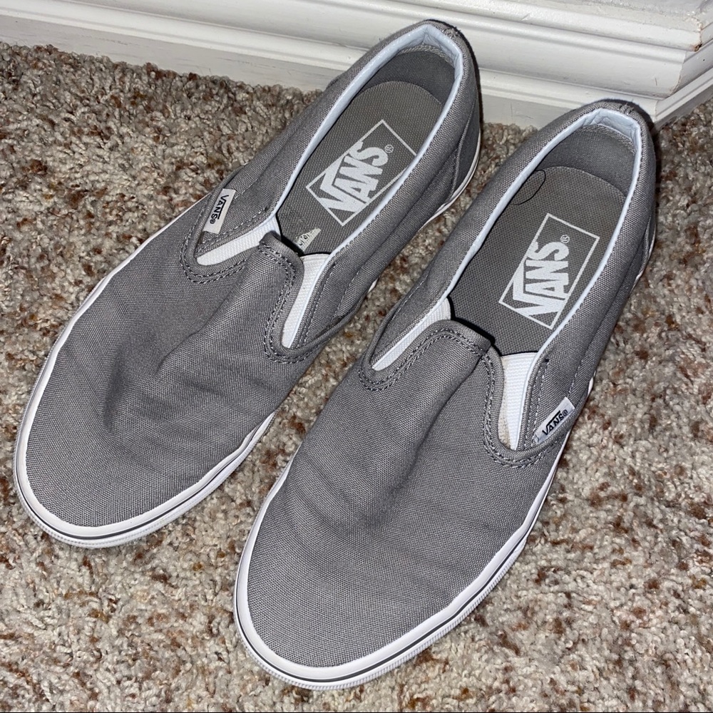 grey slip on vans